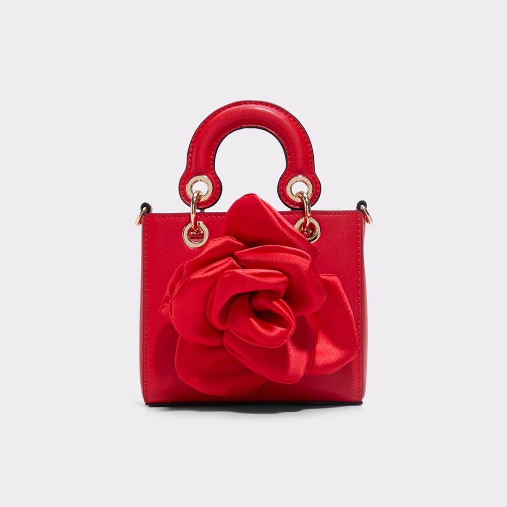 Aldo Red Handbag with Floral Accent